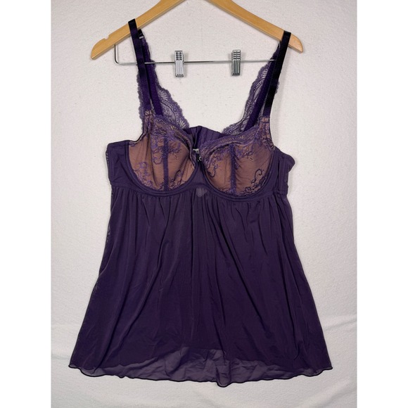 Adore Me Other - Adore Me Babydoll Chemise Womens 40D Purple Lace Underwire Mesh LP1826 Lingerie